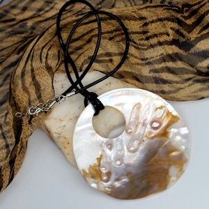 Natural Raw Genuine Mother of Pearl Jewelry Tropical Shell Large Pendant